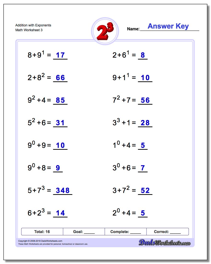 Addition with Exponents