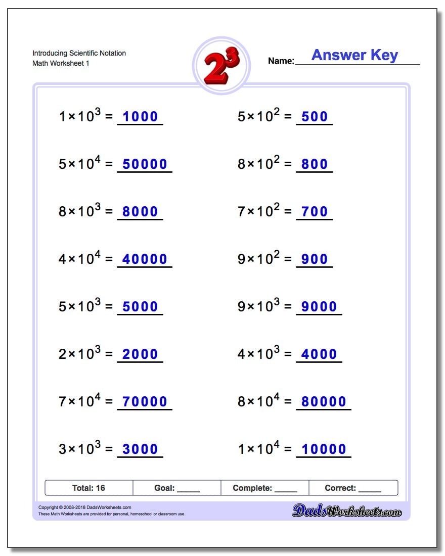 Scientific Notation Worksheet With Answers