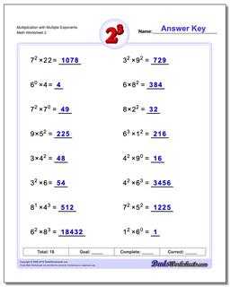 Multiplication Worksheet with Multiple Exponents /worksheets/exponents.html