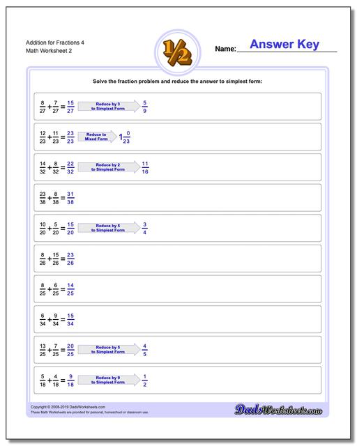 Adding Fractions with Common Denominator