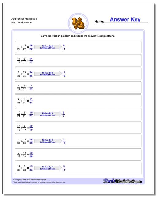 Adding Fractions with Common Denominator