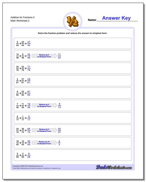 Adding Fractions with Common Denominator