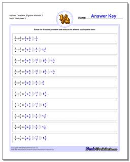 Halves, Quarters, Eighths Addition Worksheet 2 /worksheets/fraction-addition.html