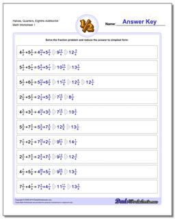 Halves, Quarters, Eighths Addition Worksheet54 Adding Fraction Worksheets