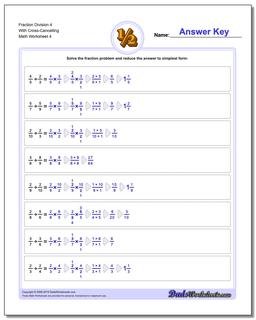 Fraction Worksheet Division Worksheet 4 With Cross-Cancelling