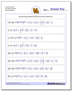 Fraction Worksheet Division Worksheet 3 With Whole Numbers