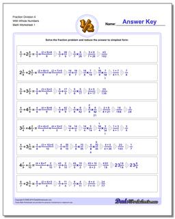 Fraction Worksheet Division Worksheet 4 With Whole Numbers Dividing Fractions