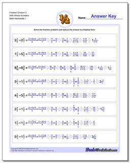 Fraction Worksheet Division Worksheet 5 With Whole Numbers Dividing Fractions