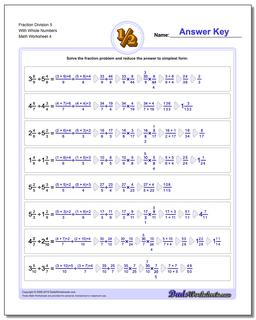 Fraction Worksheet Division Worksheet 5 With Whole Numbers