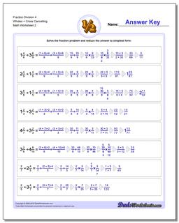 Fraction Worksheet Division Worksheet 4 Wholes + Cross Cancelling /worksheets/fraction-division.html