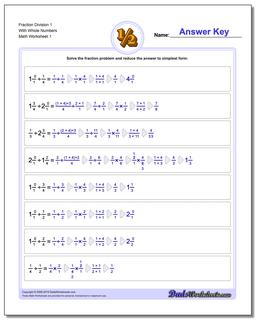 Fraction Worksheet Division Worksheet 1 With Whole Numbers Dividing Fractions