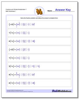 Fraction Worksheet Multiplication Worksheet and Wholes