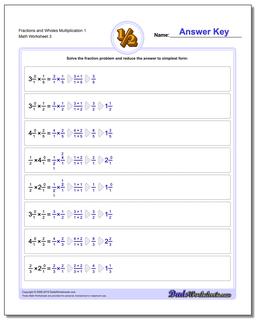 Fraction Worksheets and Wholes Multiplication Worksheet 1