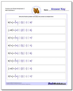 Fraction Worksheets and Wholes Multiplication Worksheet 2