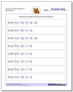 Multiplying Fraction Worksheets and Wholes Multiplication Worksheet 3