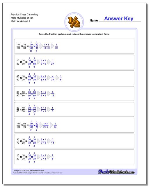 Fraction Multiplication Cross Cancelling Workouts