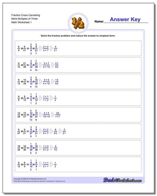 Fraction Multiplication Cross Cancelling Workouts