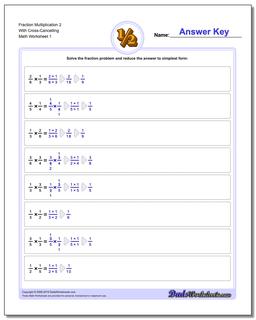 Fraction Worksheet Multiplication Worksheet 2 With Cross-Cancelling Multiplying Fractions