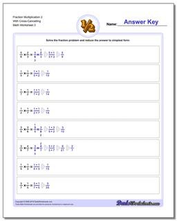 Fraction Worksheet Multiplication Worksheet 2 With Cross-Cancelling