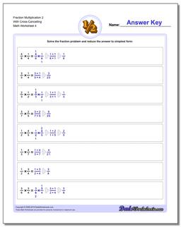 Fraction Worksheet Multiplication Worksheet 2 With Cross-Cancelling