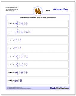 Fraction Worksheet Multiplication Worksheet 3 With Cross-Cancelling