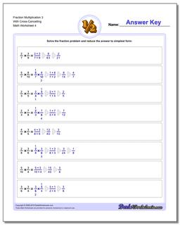 Fraction Worksheet Multiplication Worksheet 3 With Cross-Cancelling