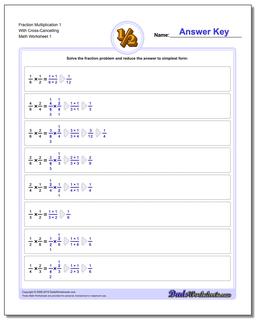 Fraction Worksheet Multiplication Worksheet 1 With Cross-Cancelling Multiplying Fractions