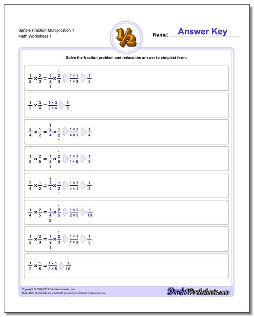 Multiplying Fractions Worksheets