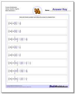 Fraction Worksheet Multiplication Worksheet Halves, Quarters, Eighths /worksheets/fraction-multiplication.html
