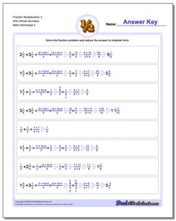 Fraction Worksheet Multiplication Worksheet 3 With Whole Numbers