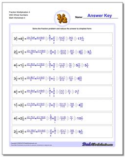 Fraction Worksheet Multiplication Worksheet 4 With Whole Numbers