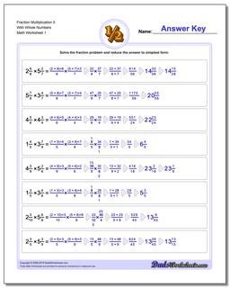 Fraction Worksheet Multiplication Worksheet 5 With Whole Numbers Multiplying Fractions