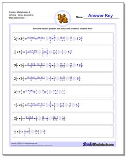 Fraction Worksheet Multiplication Worksheet 2 Wholes + Cross Cancelling Multiplying Fractions