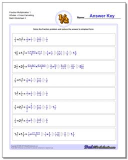 Fraction Worksheet Multiplication Worksheet 1 Wholes + Cross Cancelling /worksheets/fraction-multiplication.html