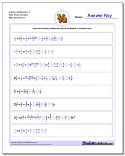 Fraction Worksheet Multiplication Worksheet 1 With Whole Numbers Multiplying Fractions