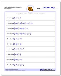 Halves, Quarters, Eighths Subtraction Worksheet 3 /worksheets/fraction-subtraction.html