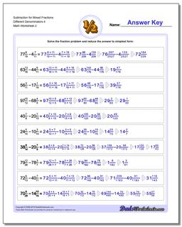 Subtraction Worksheet for Mixed Fraction Worksheets Different Denominators 4 /worksheets/fraction-subtraction.html