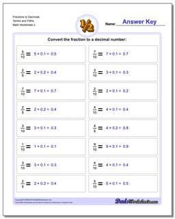 Fraction Worksheets to Decimals Tenths and Fifths /worksheets/fractions-as-decimals.html