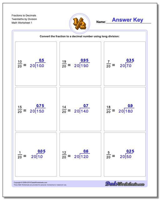 Fractions as Decimals: Fraction to Decimals by Division