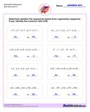 Math Worksheets: Geometric Sequences : Geometric Sequence Determine V2