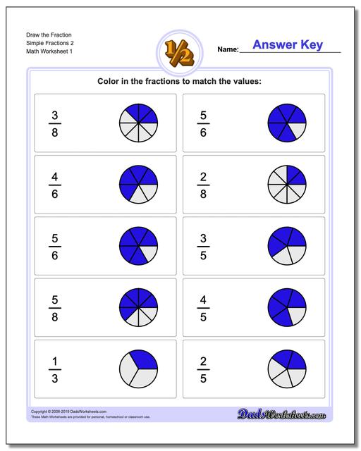 Math Worksheets Graphic Fractions Graphic Fractions Draw the