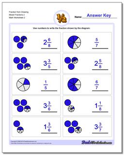 Fraction Worksheet from Drawing Mixed Fractions 2 /worksheets/graphic-fractions.html