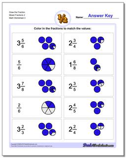 Draw the Fraction Worksheet Mixed Fractions 2