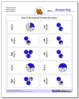 Draw the Fraction Worksheet Mixed Fractions 2