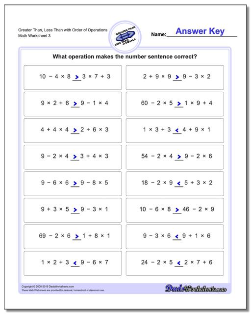 Greater Than And Less Than: Greater Than And Less With Simple Operations