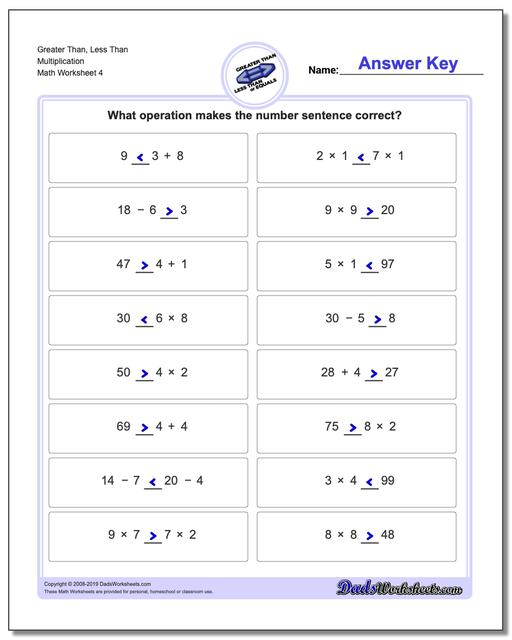 Greater Than and Less Than: Greater Than and Less With Simple Operations