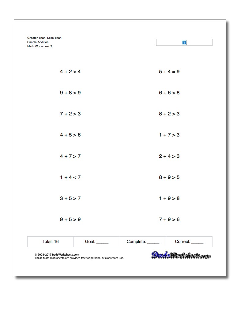 Greater Than and Less With Simple Operations