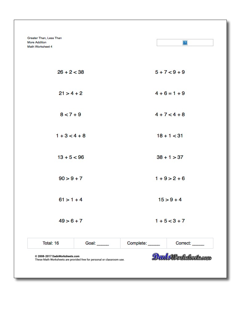 Greater Than and Less With Simple Operations