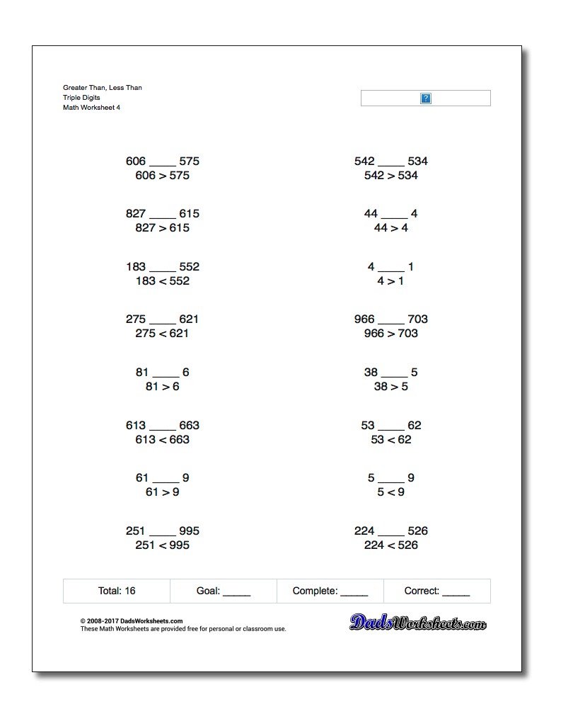 Simple Greater Than and Less Than Tests