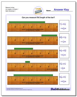 Inches Measurement Worksheet Measure All Lengths, All Starts 1